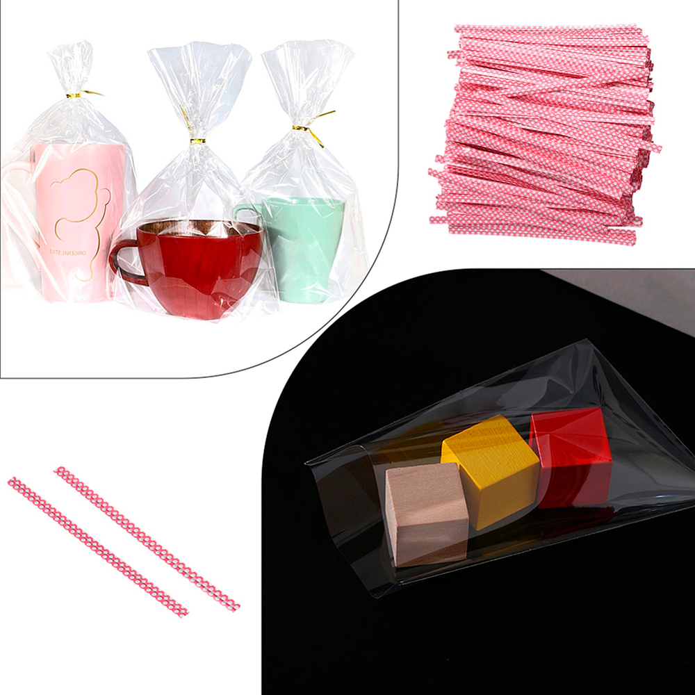 500 скрутиков-прутиков 10 см с рисунком Горошек в пластмассовой оболочке