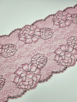 Кружево эластичное пыльная роза/чёрный К646