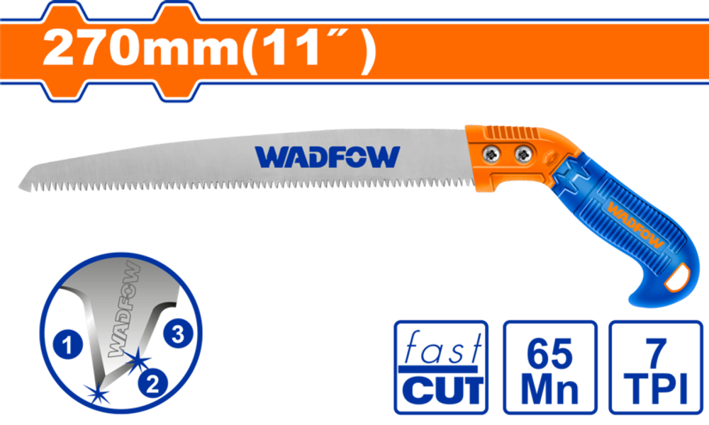 Ножовка садовая 270 мм 7TPI (8/48) WADFOW WHW5G12