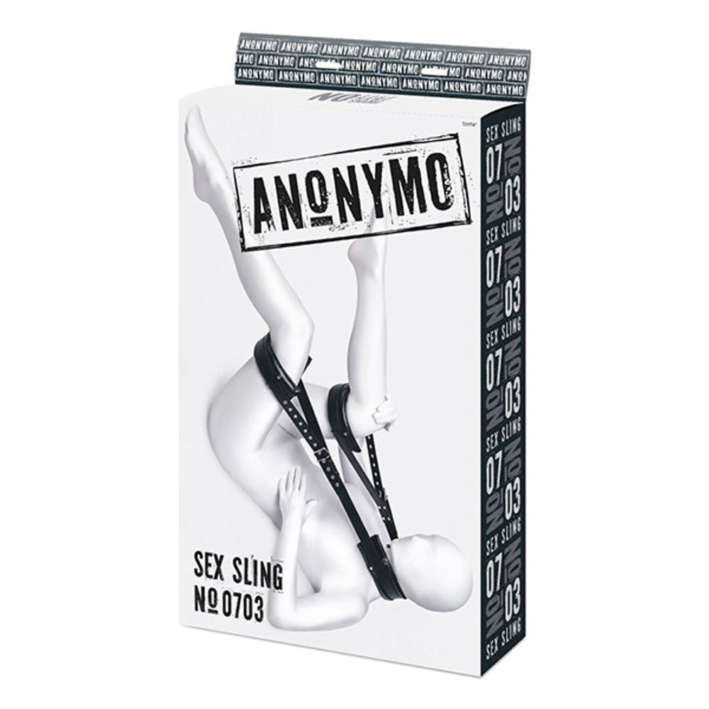 Черные кожаные стропы для фиксации 145см ToyFa Anonymo 310703