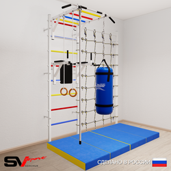 Шведская стенка Sv Sport 54450 (Турник рукоход/Брусья/Канат/Кольца/Цепь/Мешок 15кг/Мат 2м/Канатный лаз)