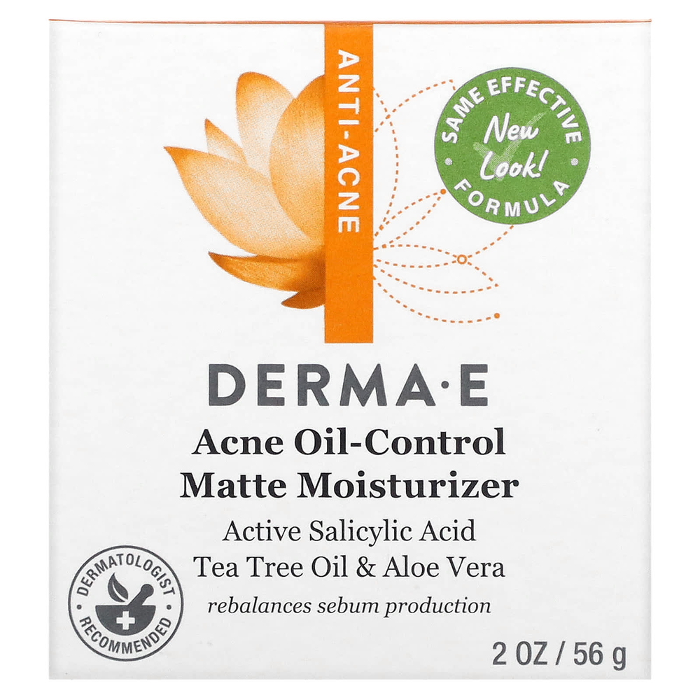DERMA E, матирующий увлажняющий крем против акне, для контроля жирности кожи, 56 г (2 унции)