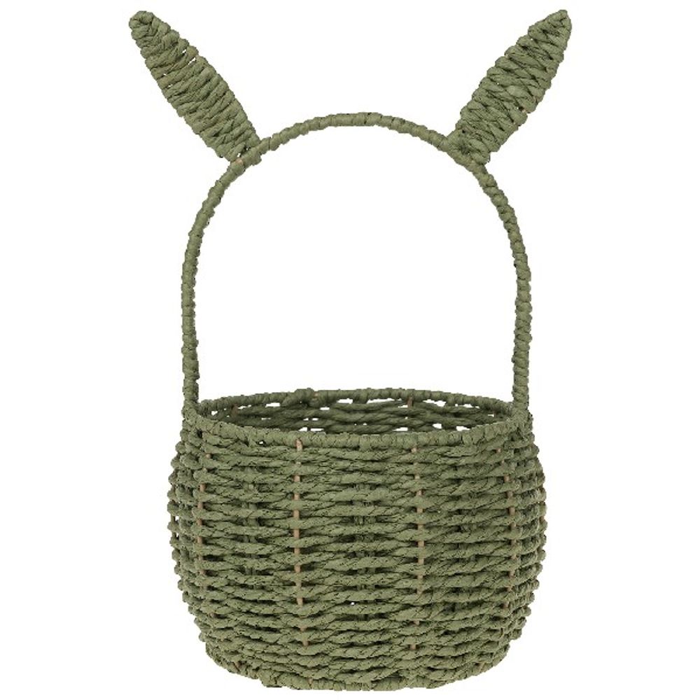 Корзина плетеная (бумага) D18xH27/35см с ушками (Зеленый)