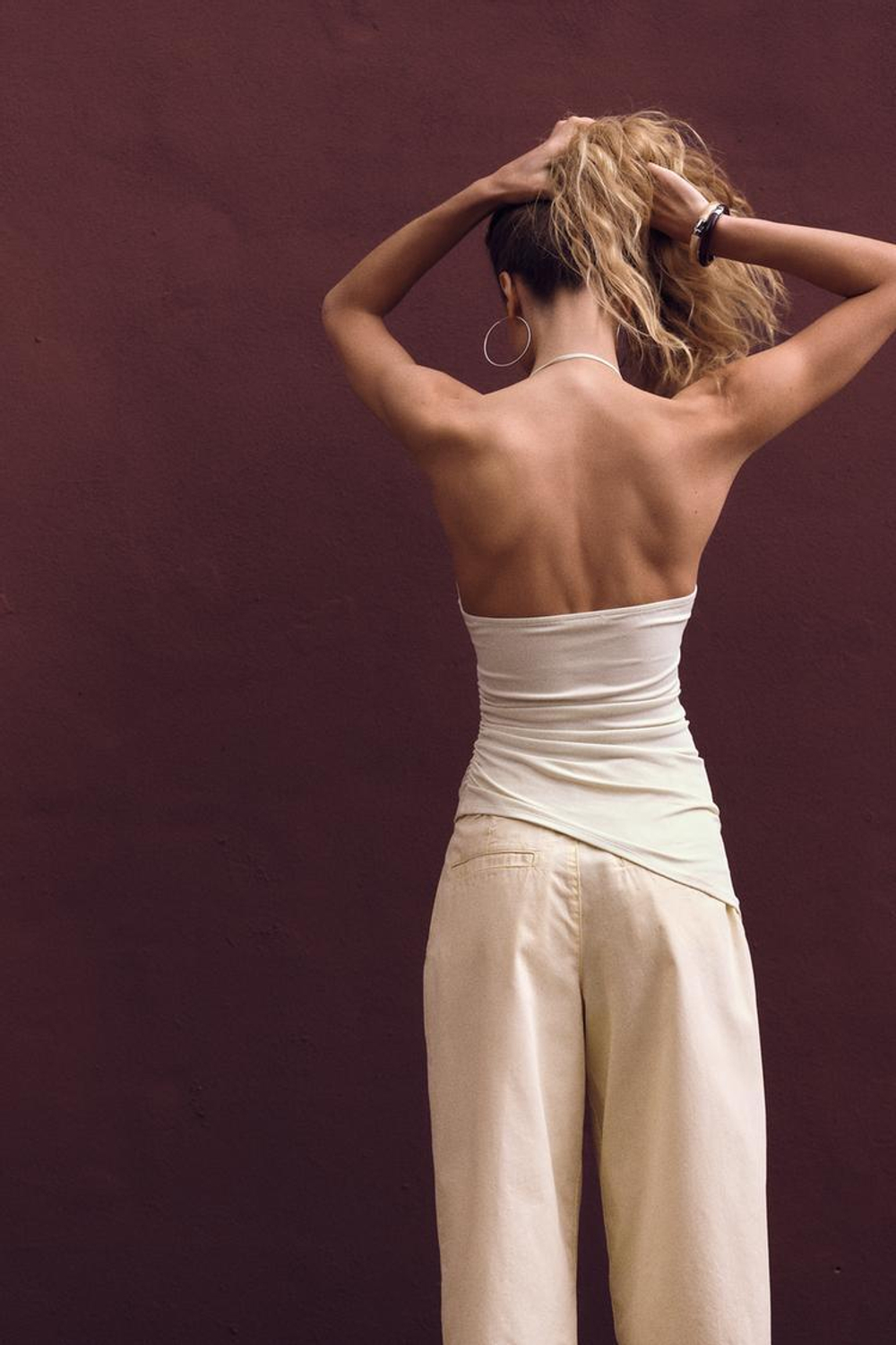 ZARA ТОП АСИММЕТРИЧНОГО КРОЯ ИЗ ЭЛАСТИЧНОЙ ТКАНИ СО СБОРКАМИ, ЦВЕТ МОРСКОЙ ВОЛНЫ