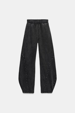 ZARA БРЮКИ CARROT С ЭФФЕКТОМ ПОТЕРТОСТИ, АНТРАЦИТОВО-СЕРЫЙ