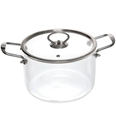 Кастрюля из боросиликатного стекла 3,5л «Хай-Тек» с металлическими ручками