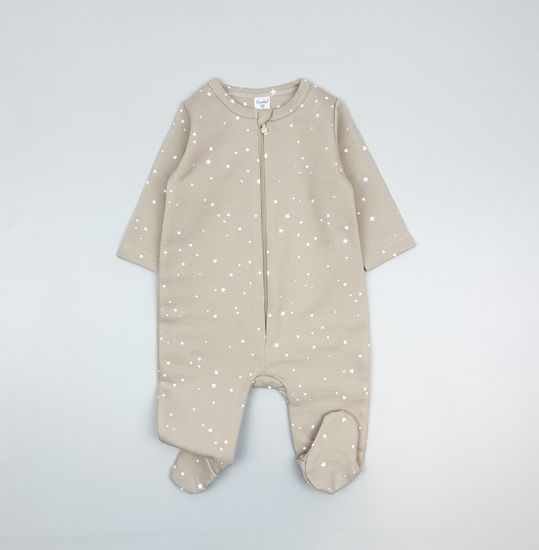 Комбинезон из футера с начесом, Свет звезд на бежевом