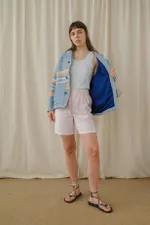 Купить Куртка Soeurs из Шерстяного Покрывала нежно-голубая Куртка Soeurs из Шерстяного Покрывала нежно-голубая