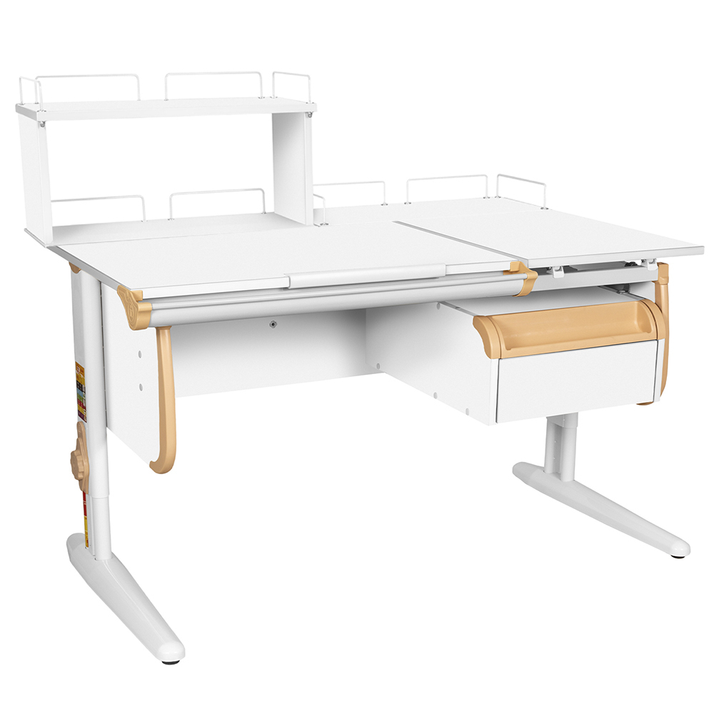 Растущая парта СУТ 25 с задними полками СУТ.15.210 и СУТ.15.240 и навесной тумбой (1200×880 мм)