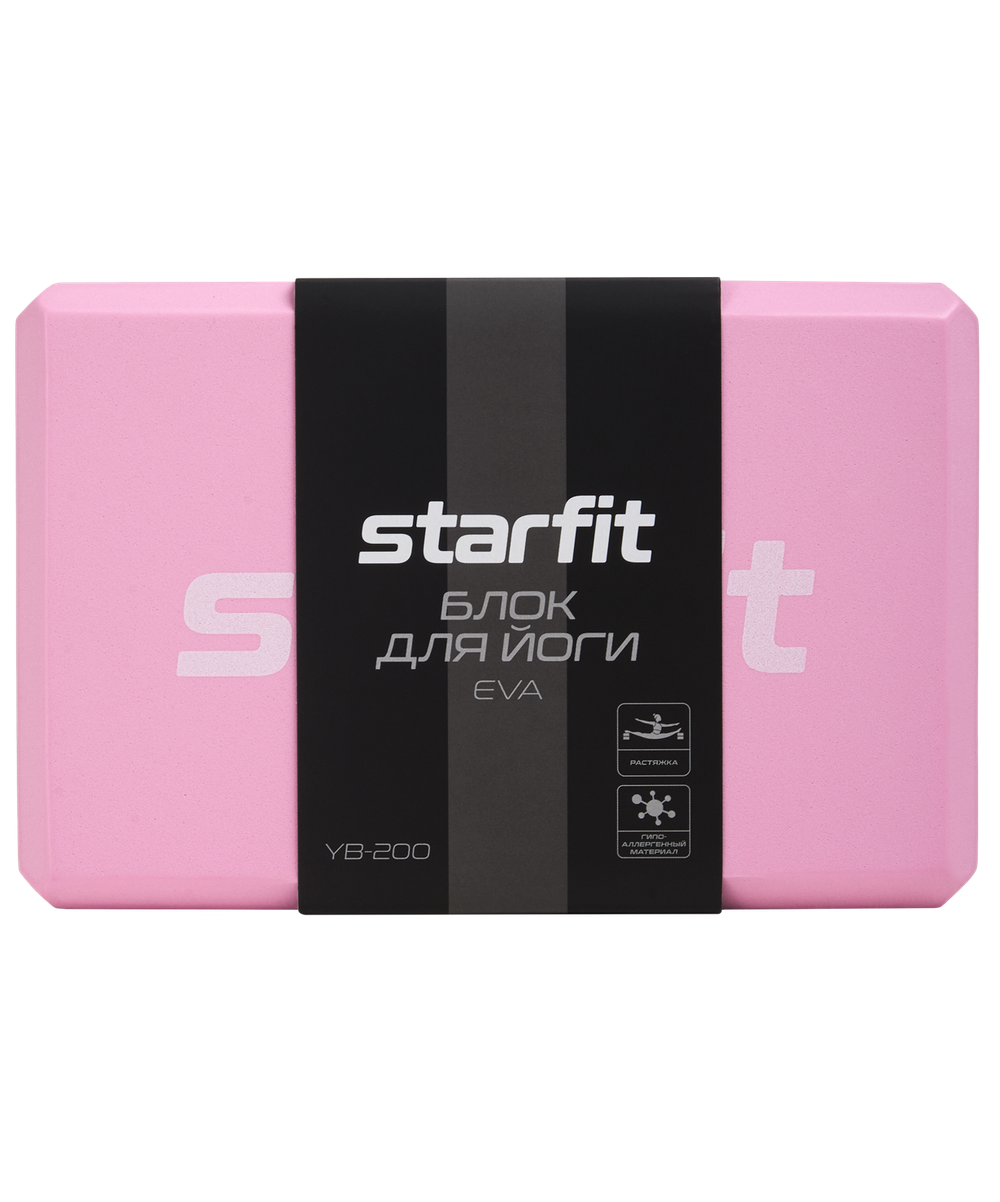 Блок для йоги YB-200 EVA, розовый пастель