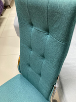 Стул Хилтон каркас хром квадрат основание рогожка бирюзовая