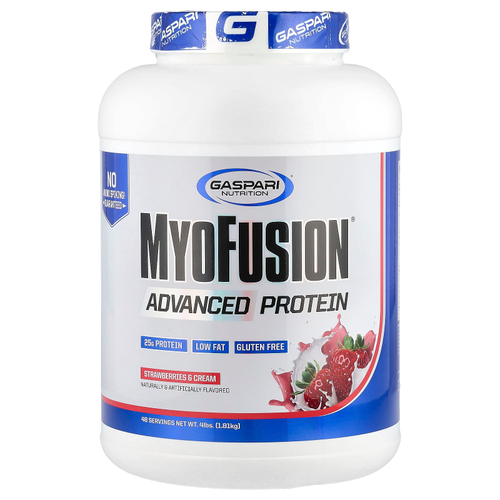 Gaspari Nutrition, MyoFusion, улучшенный протеин, клубника и сливки, 1,81 кг (4 фунта)