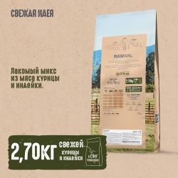 Сухой корм RAWIVAL для собак карликовых и мелких пород с курицей и индейкой - 7,5 кг