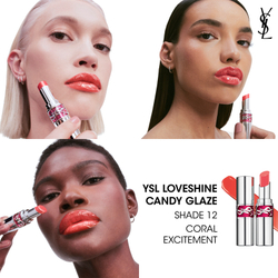 Yves Saint Laurent Loveshine Candy Glaze - Увлажняющий блеск для губ для женщин 12 Coral Excitement, 3 g