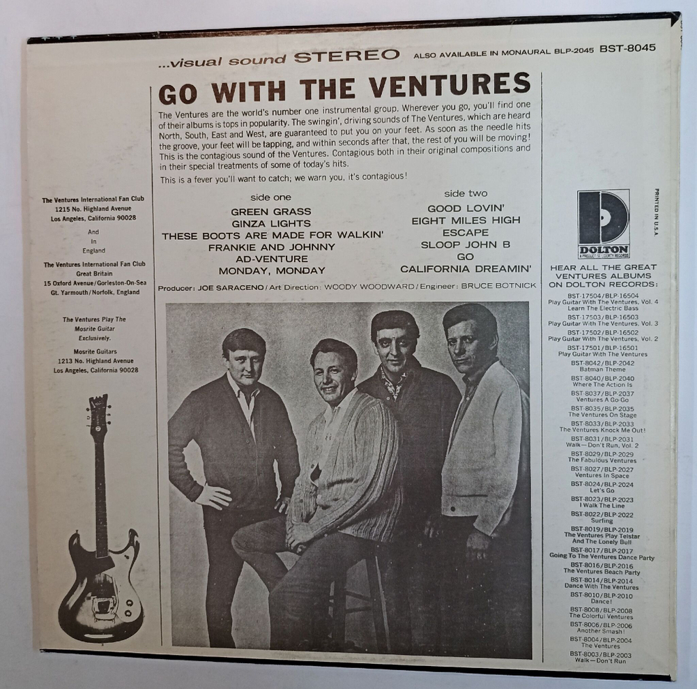 Винтажная виниловая пластинка The Ventures Go With The Ventures (USA 1966)