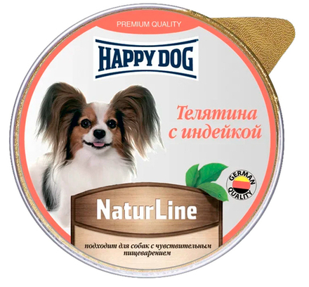 Консервы HAPPY DOG Natur Line для собак, телятина и индейка - 125 гр