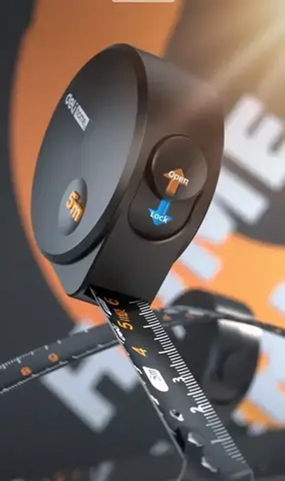 Рулетка "Home Series Black" Deli HT8519 5мх19мм (Эксклюзивный дизайн, корпус из софттач пластика, противоскользящая резиновая вставка, подарочная упаковка)