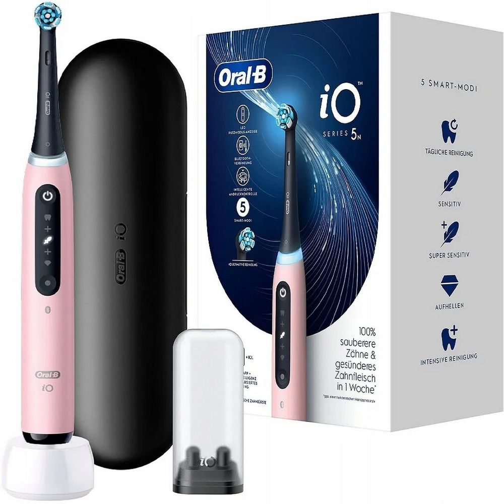 Braun OralB электрическая зубная щетка iO 5 PINK магнитная зубная щетка с дорожным чехлом, арт. Ora000353