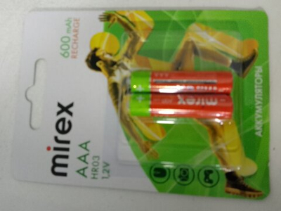 Аккумулятор Mirex R03 600 mAh блистер. (Цена за 2шт)