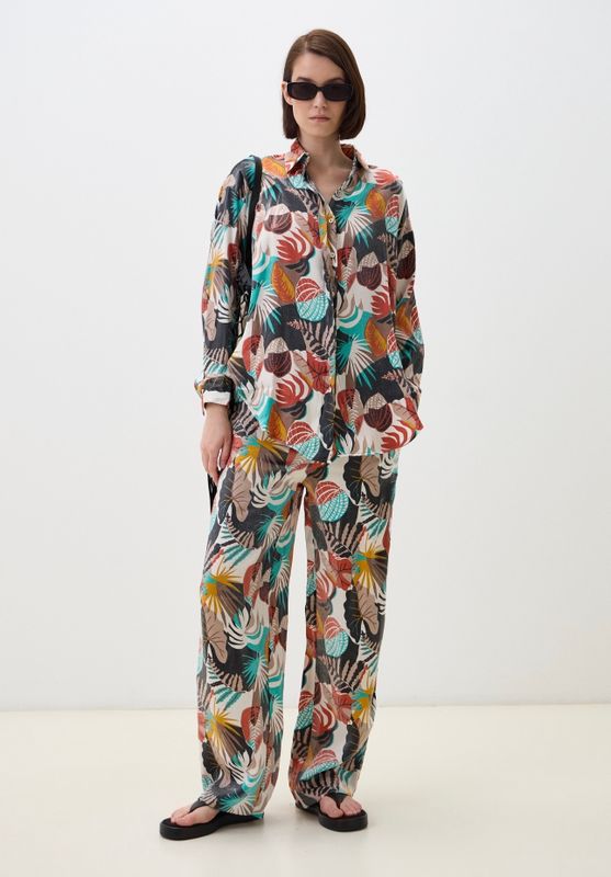 Костюм из вискозы с принтом тропики