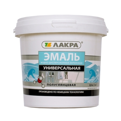 Эмаль акриловая ЛАКРА универсальная  белая п/глянц.  0,9 кг
