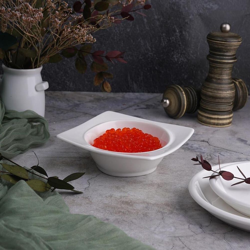 Соусник 100 мл 12*12 см h4 см с бортом Asymmetry белый фарфор NEW P.L. Proff Cuisine [6]