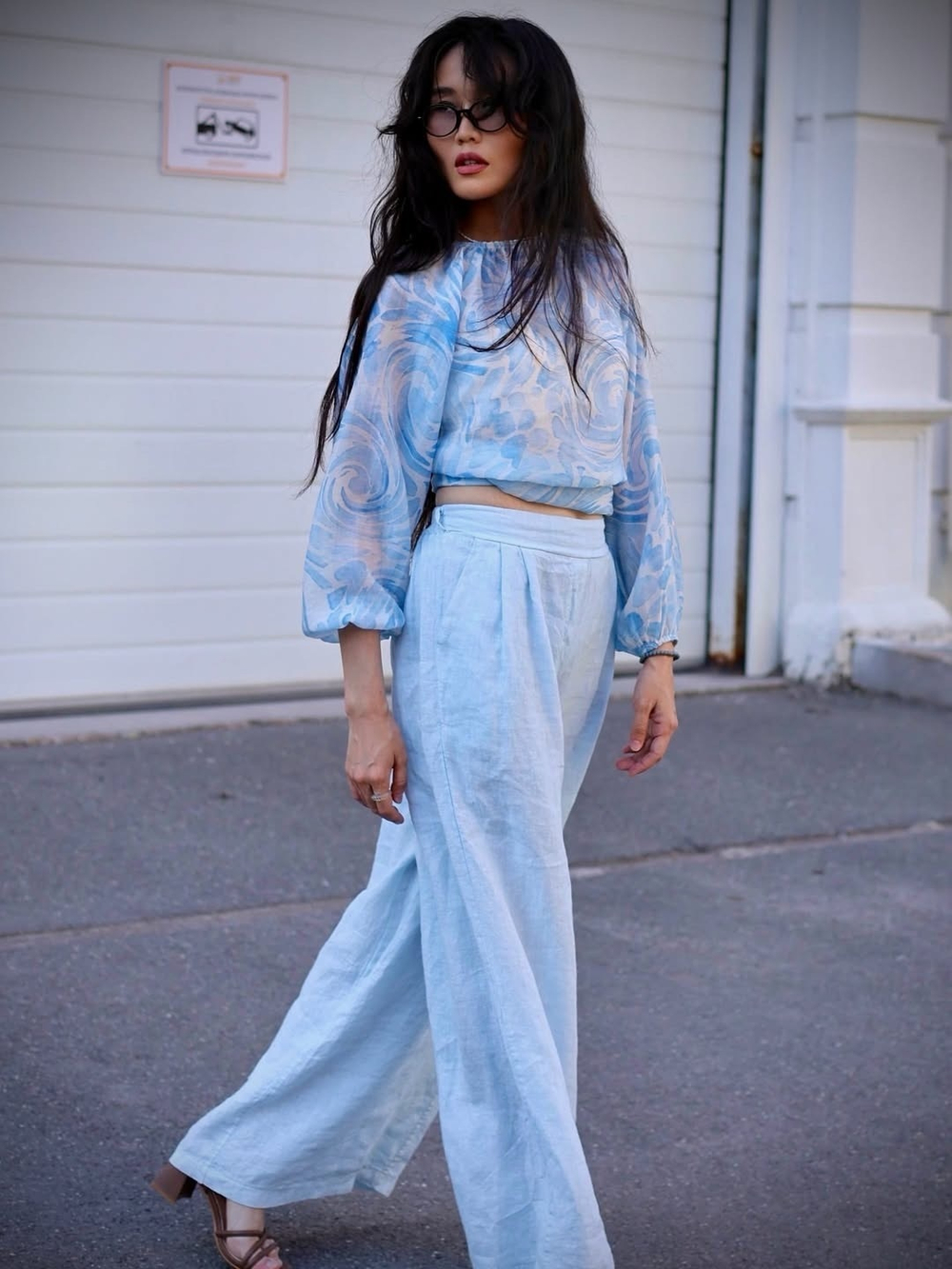 топ из струящейся ткани, с принтом