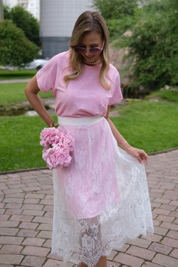 Платье-футболка из хлопка в розовом цвете