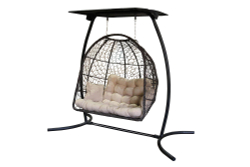 Кресло подвесное Беатрис арт.7036 (стойка+основание.черн.,корзн.корич.,подуш.беж. 2уп. (Т))