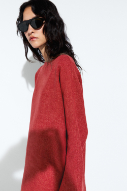 Massimo Dutti Мини-платье с длинными рукавами, красный