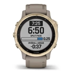 Спортивные наручные часы Garmin Fenix 6s Pro Solar золотистый с песочным ремешком 010-02409-11