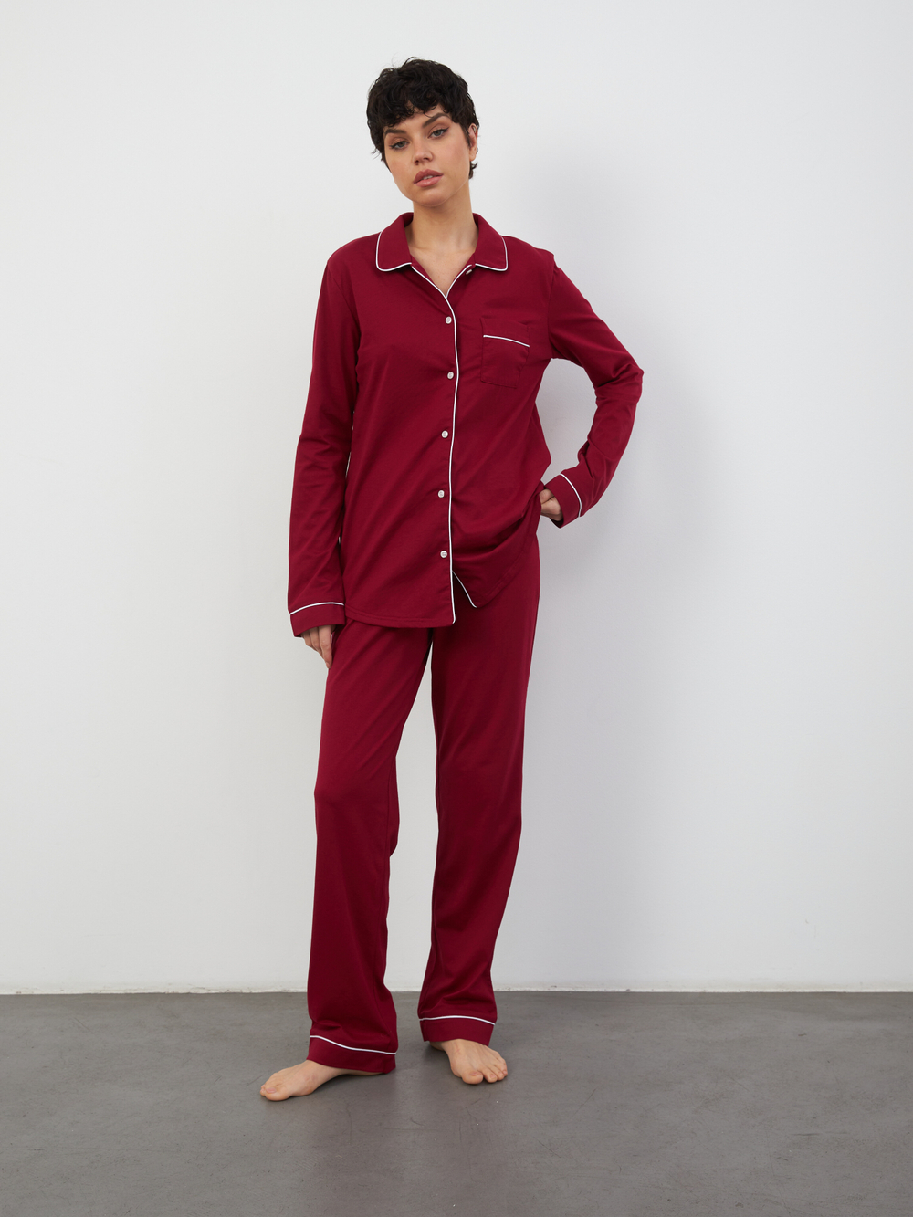 Пижама женская Ihomewear Classic Bordo