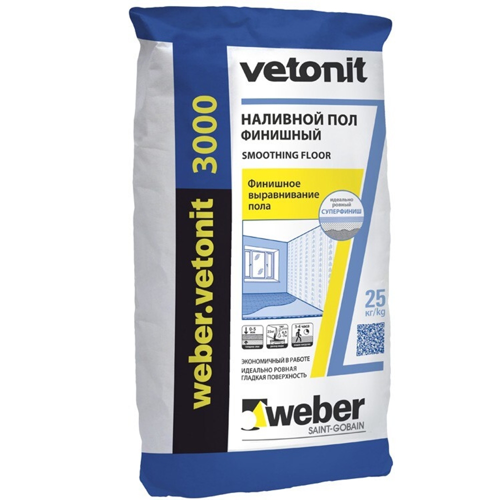 Универсальная смесь пол наливной Weber-Vetonit 3000 25 кг