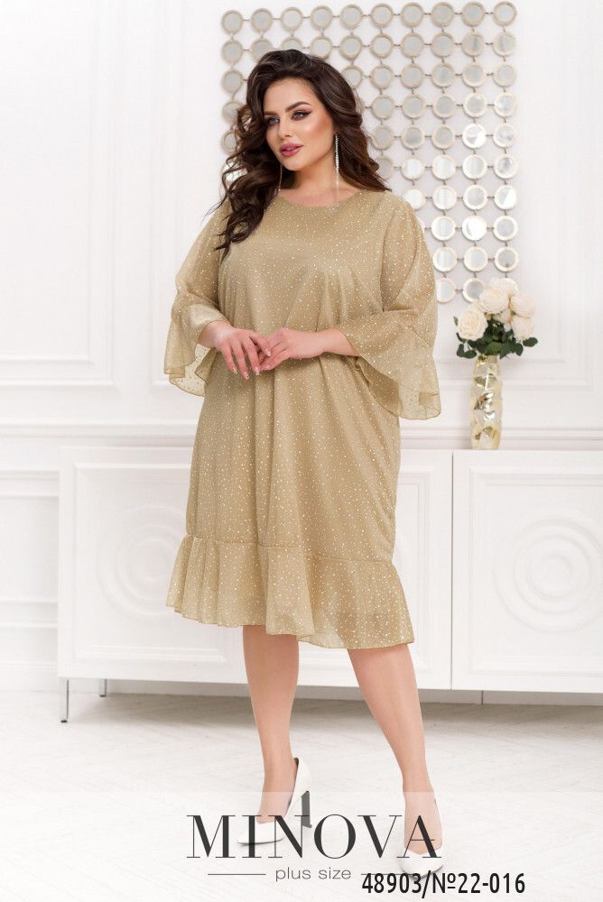 Платье 22-016-Светло Бежевый Minova Платье 22-016-Светло Бежевый Minova
