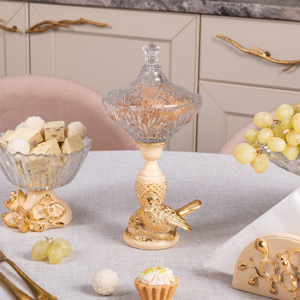 Сахарница стеклянная с крышкой Терра Сонг Айвори