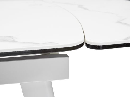 Стол ELIOT 120 HIGH GLOSS STATUARIO Белый мрамор глянцевый, керамика/ белый каркас