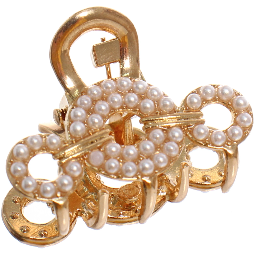 Заколка - краб для волос на блистере 1шт «PREMIUM», сокраменто, цвет серебро и золото, 2.5*2.6см