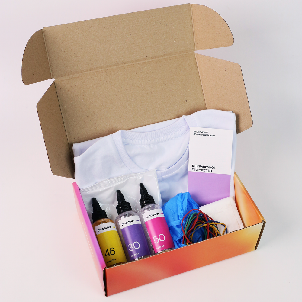 Набор тай-дай с футболкой пастельный