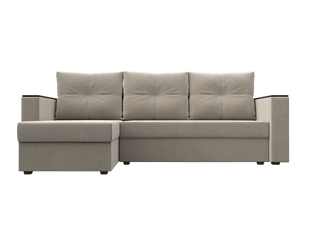 Диван угловой Атланта без стола левый угол, Бежевый, Микровельвет, 117041L