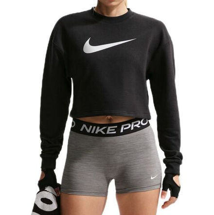 Женская теннисная куртка Pro Dri-Fit Crew Neck French Terry - black/metallic silver/white