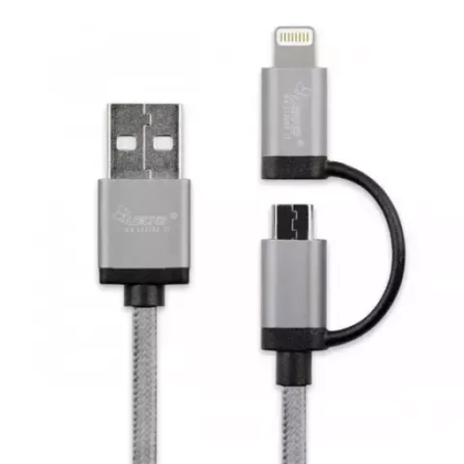 USB cable (2 в 1) Lightning/micro 20см (scien) black