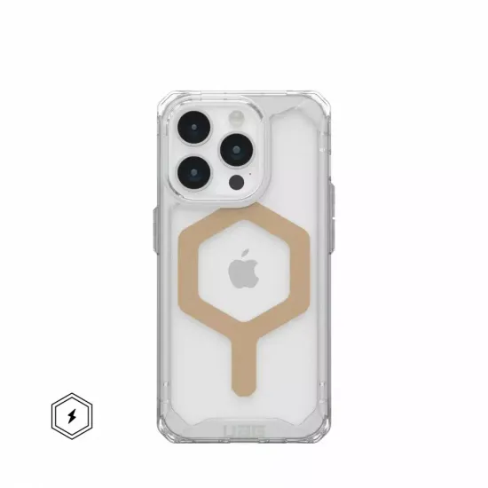 Чехол с поддержкой MAGSAFE Uag Plyo для iPhone 15 Pro 6.1", цвет прозрачный/золото (Ice/Gold)