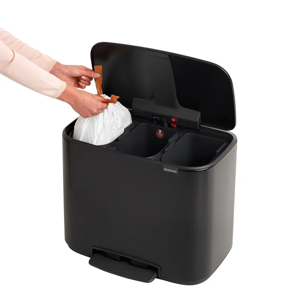 Brabantia Контейнер для мусора Bo 3х11л с сортировкой, черный