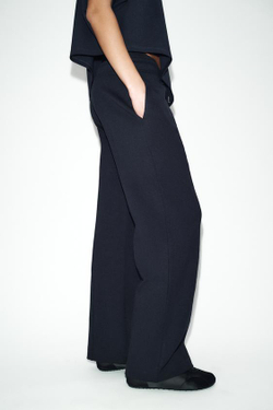 ZARA ПРЯМЫЕ БРЮКИ ИЗ ИНТЕРЛОКА, МОРСКОЙ СИНИЙ