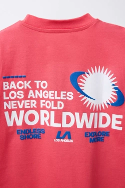 ZARA ФУТБОЛКА С РЕЛЬЕФНЫМ ПРИНТОМ, ЦВЕТ ФУКСИИ