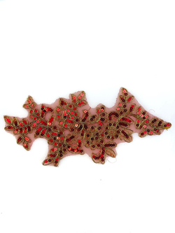 Патч с пайетками красно-золотой 22х10,5 см