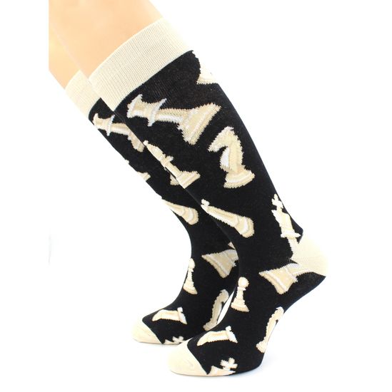 Носки с принтом "Шахматные фигуры" черные Hobby Line