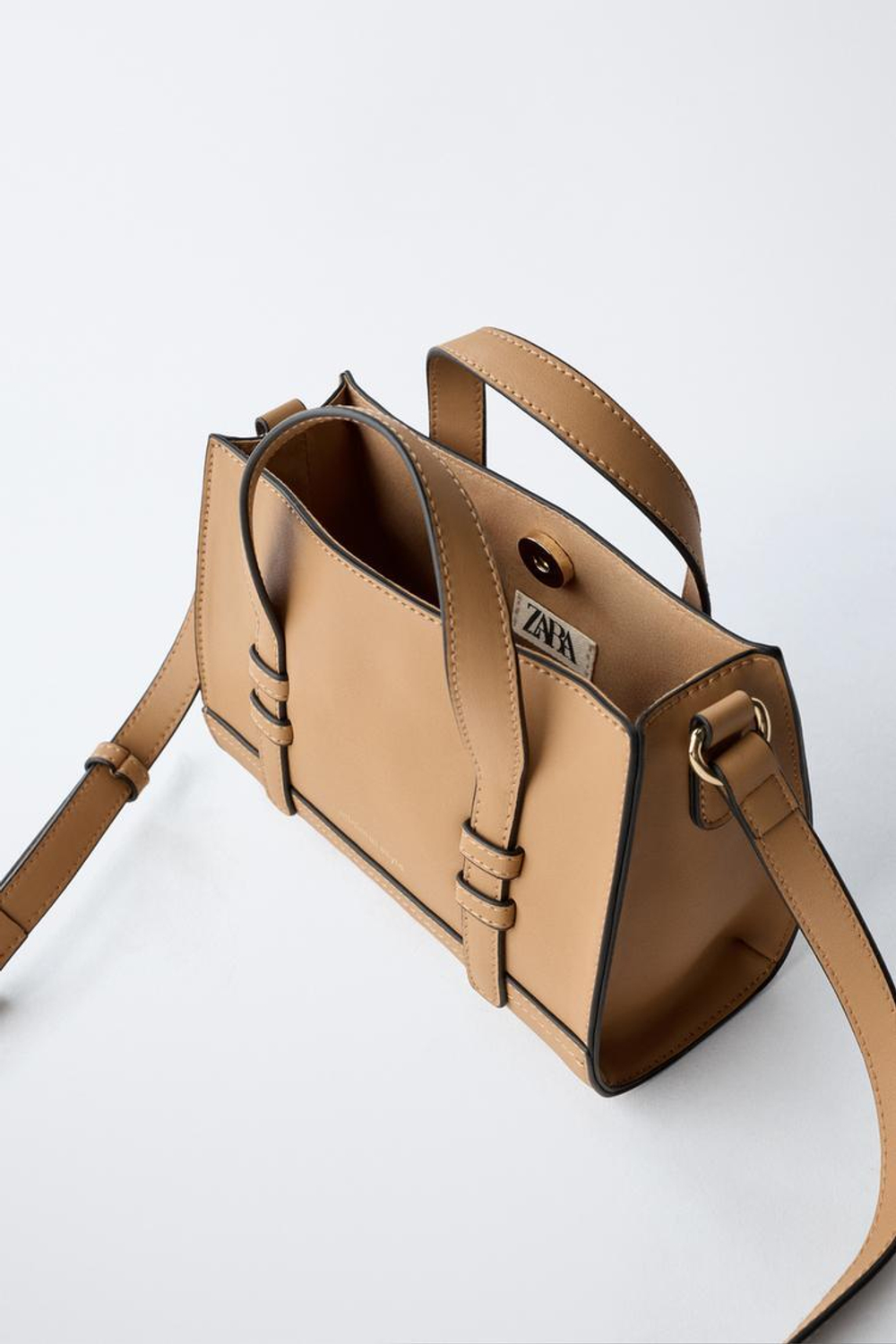 ZARA СУМКА С ПЛЕЧЕВЫМ РЕМНЕМ, КОРИЧНЕВЫЙ