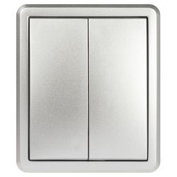 Выключатель ЭРА Эксперт 11-1205-03 двойной с подсветкой IP20 10АХ-250В ОУ алюминий