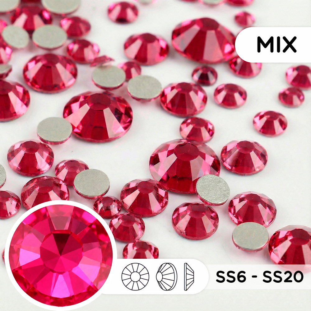 Набор стеклянных страз (mix размеров) — Rose